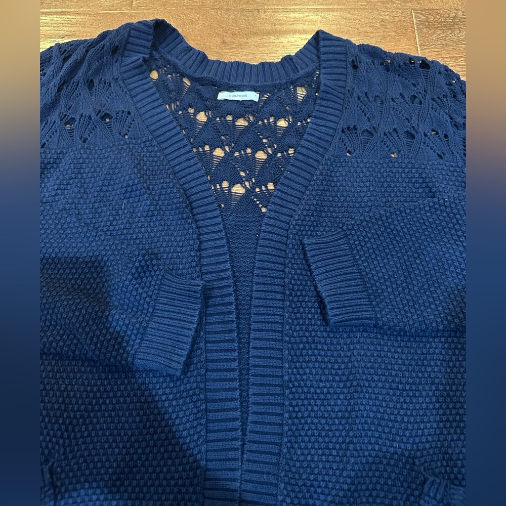 Maurices Blue Lace-Up Cardigan Sweater - Picture 2 of 7